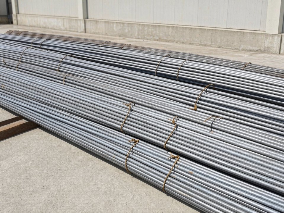 Bundles of steel bar and threaded rod