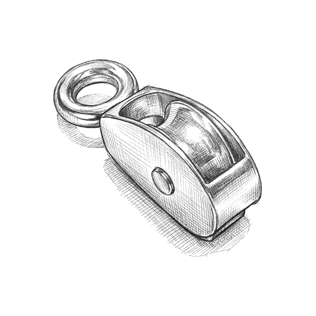 Pulleys — Technical line drawing.