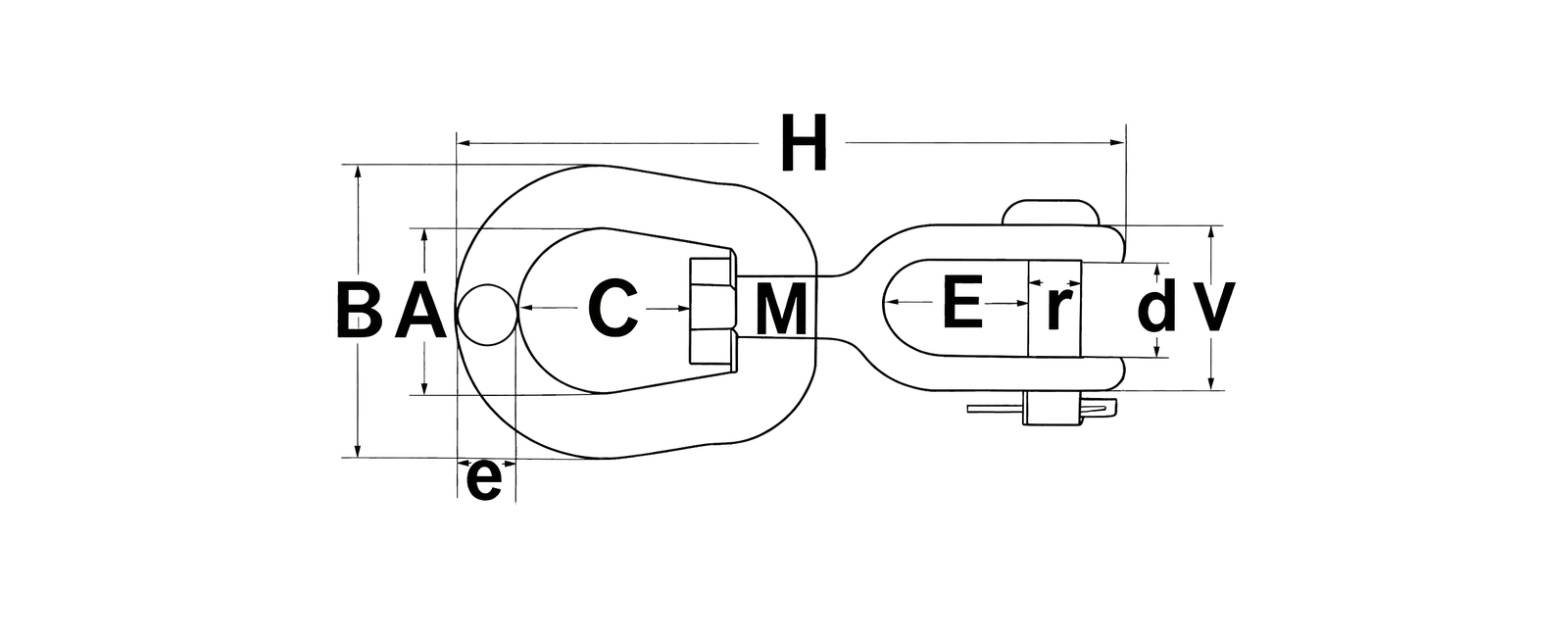 Clevis Swivel G-403 — dimensional drawing