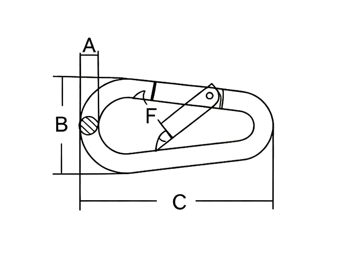Egg-shaped Snap Hook DIN 5299 B — dimensional drawing