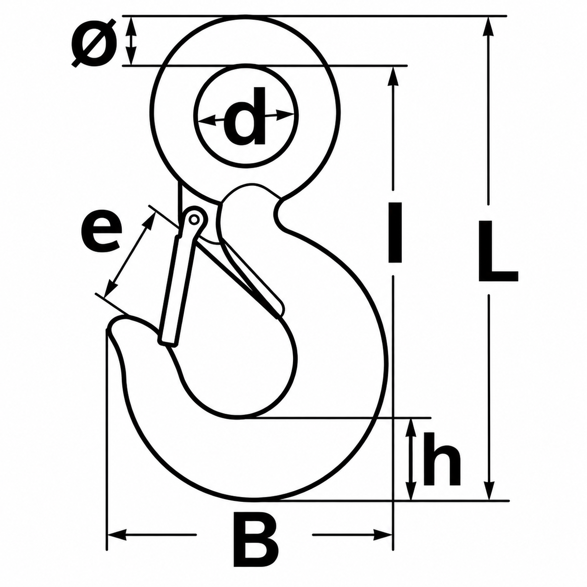 Eye Hoist Hook 320A — dimensional drawing