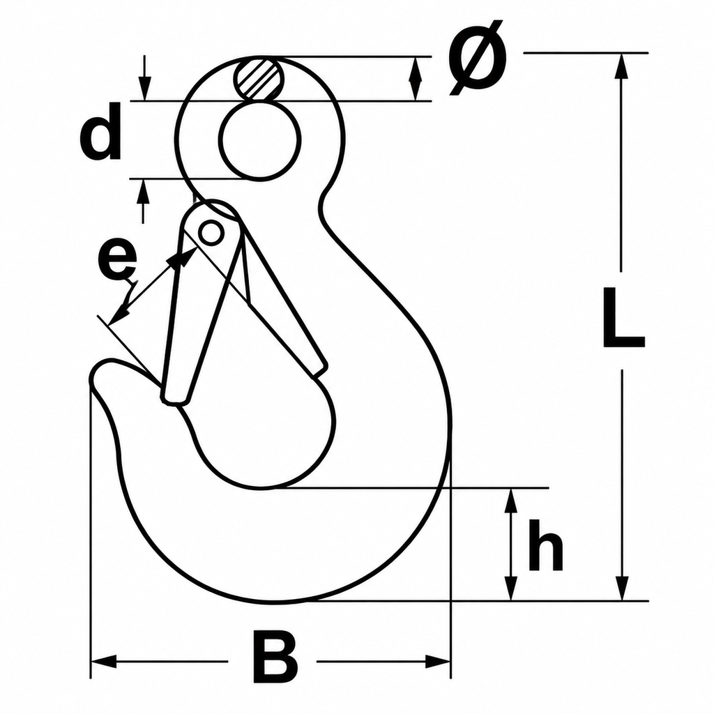 Hook With Eye DIN 689 — dimensional drawing