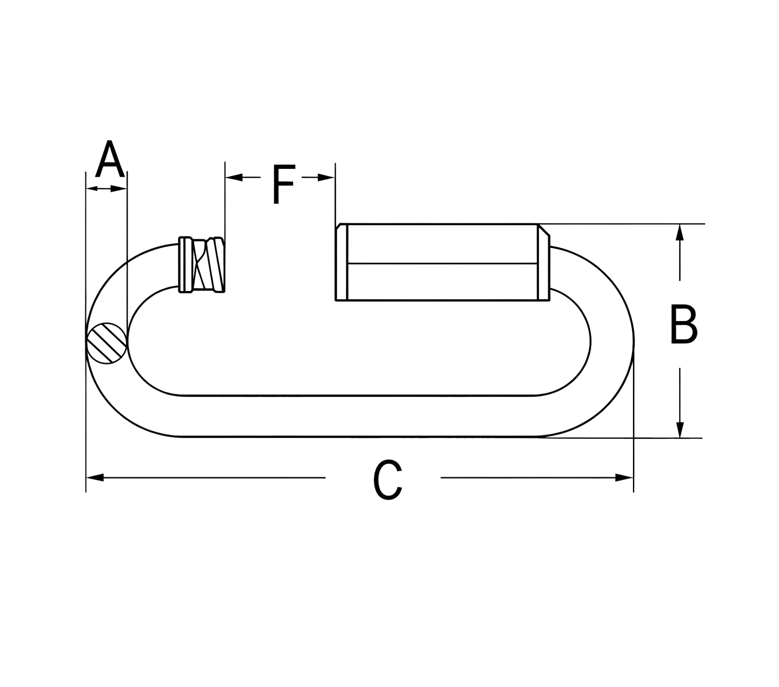 Long Wide-jaw Quick Link — dimensional drawing