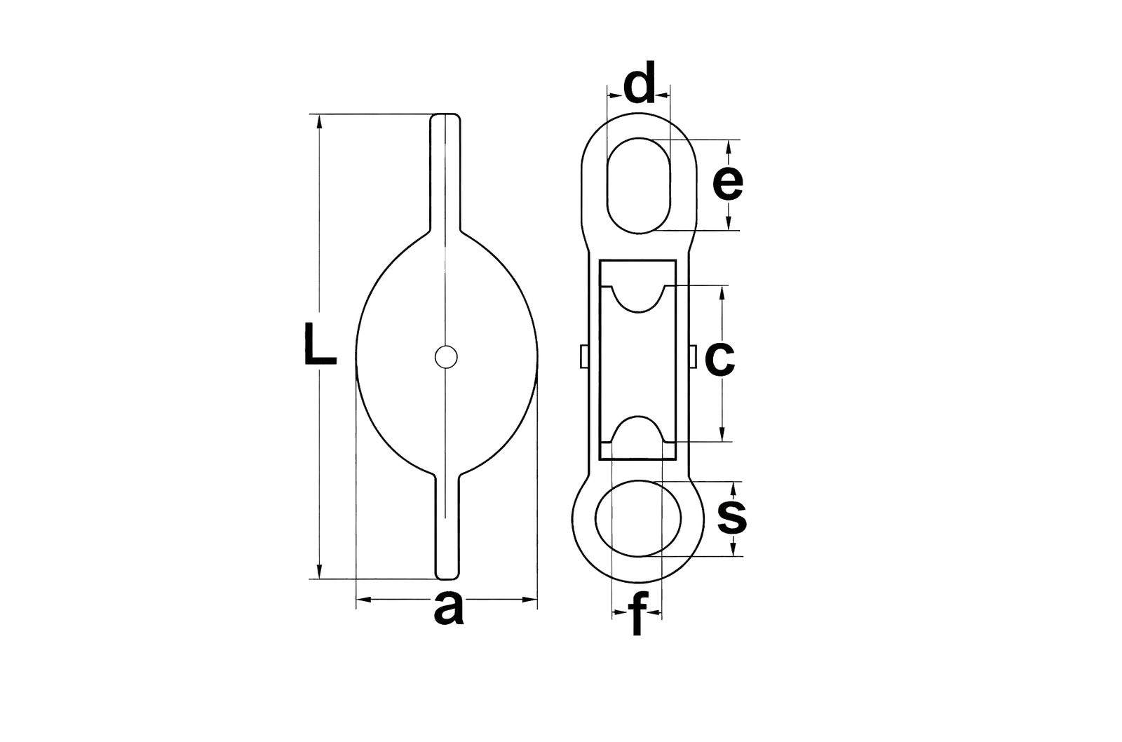 Nylon Pulley With Hanging Eye — dimensional drawing