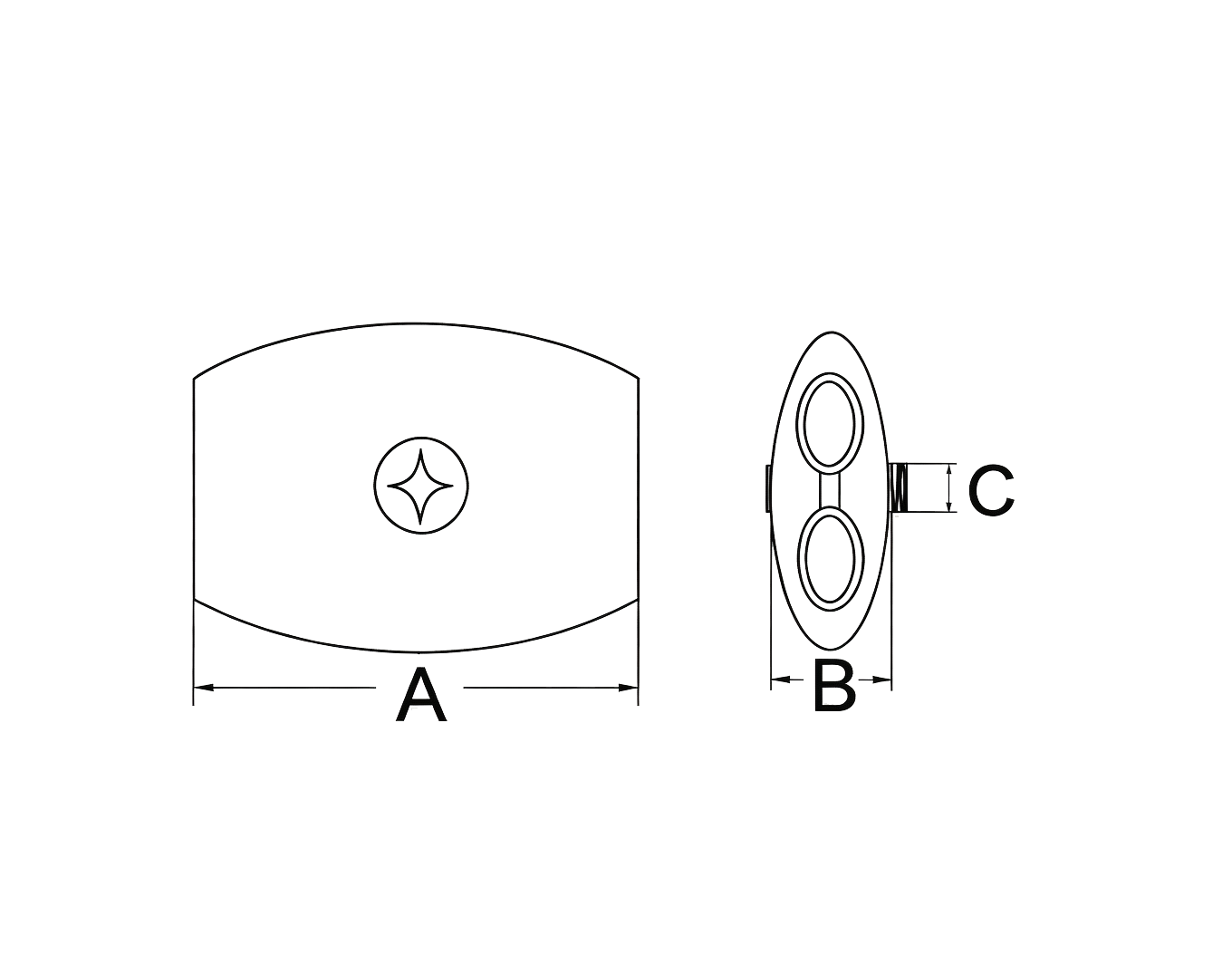 Oval Wire Rope Clip — dimensional drawing