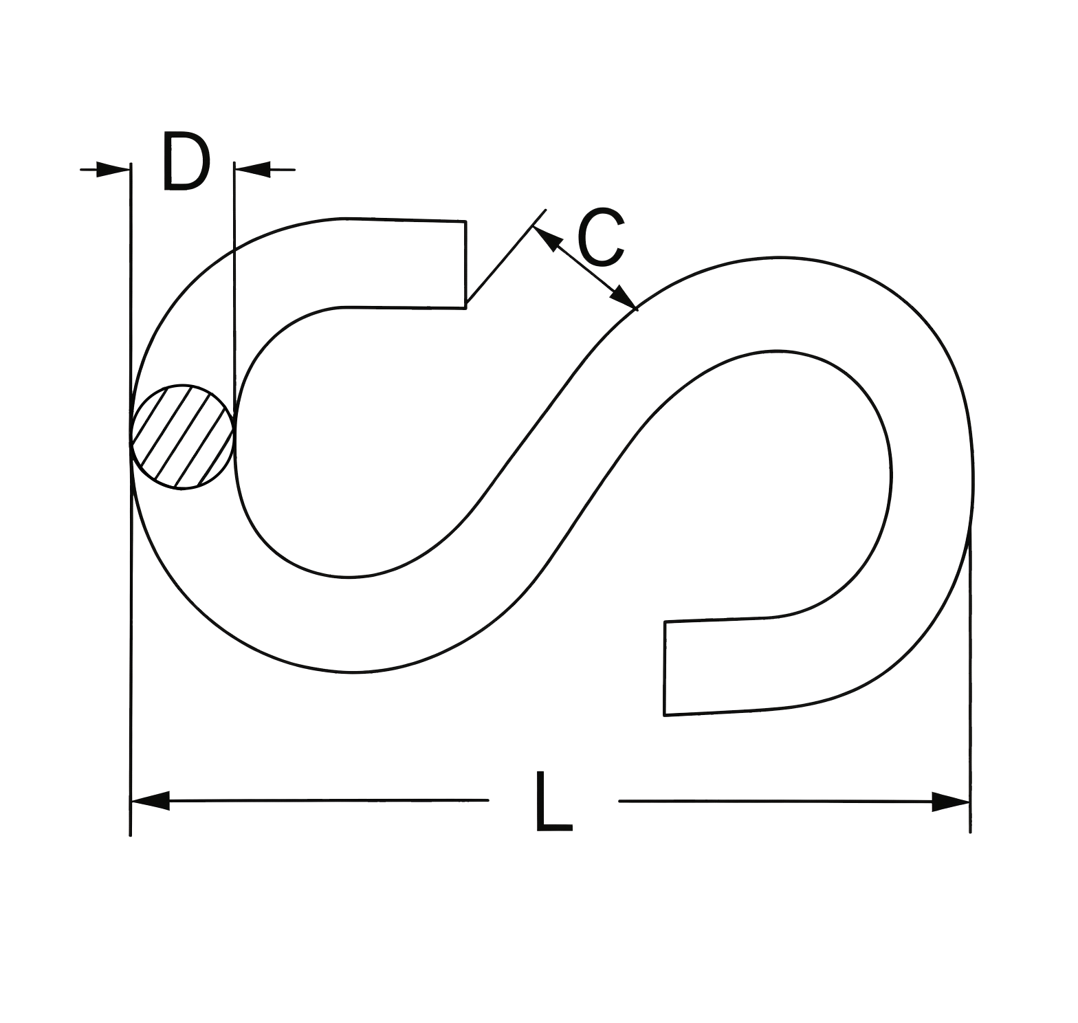S-hook — dimensional drawing
