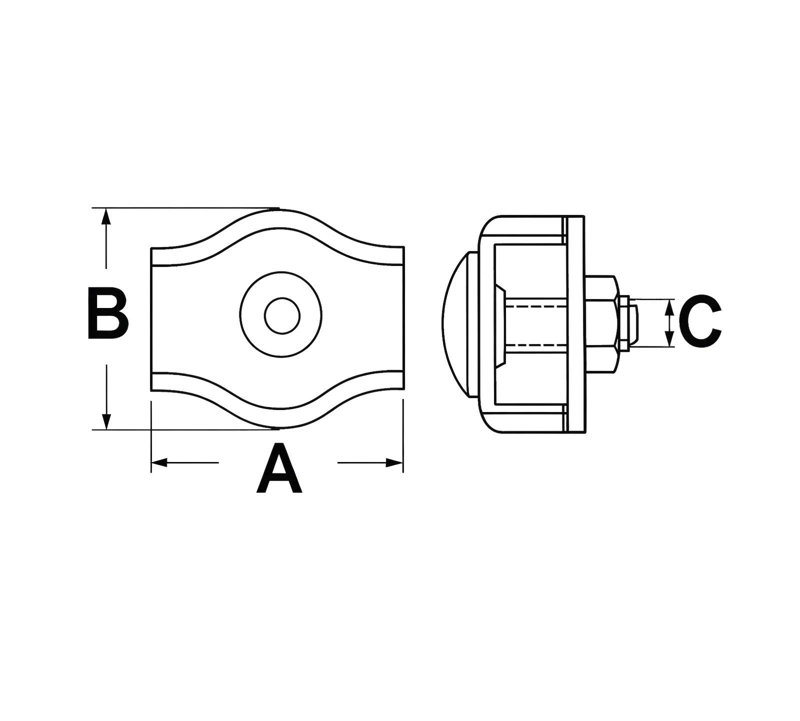 Simplex Wire Rope Clip — dimensional drawing