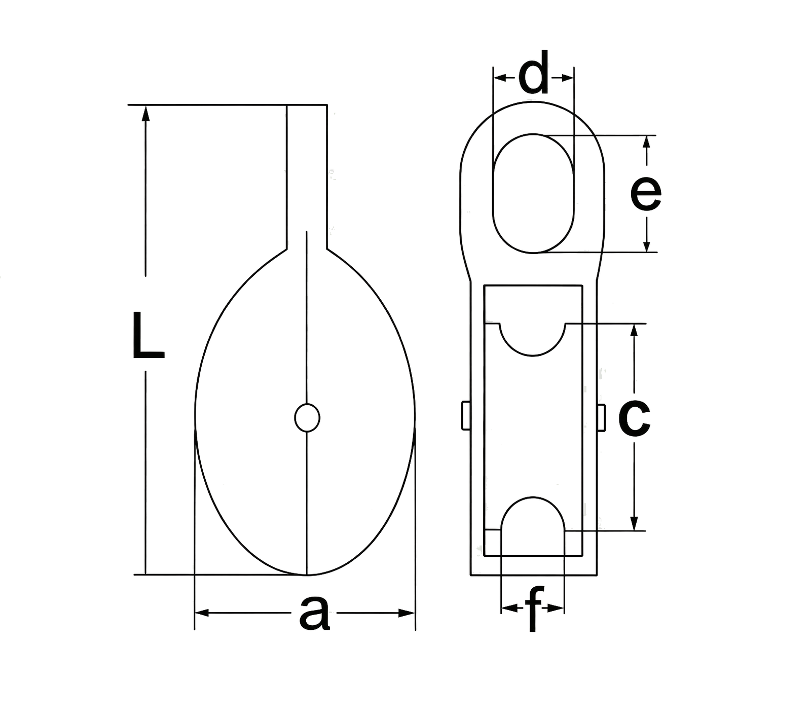 Single Pulley With Nylon Reel — dimensional drawing