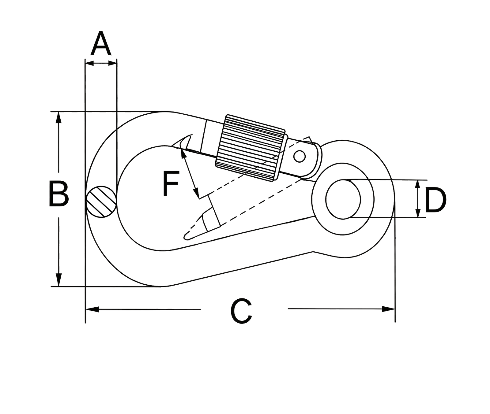 Snap Hook With Eye And Screw Lock DIN 5299 — dimensional drawing