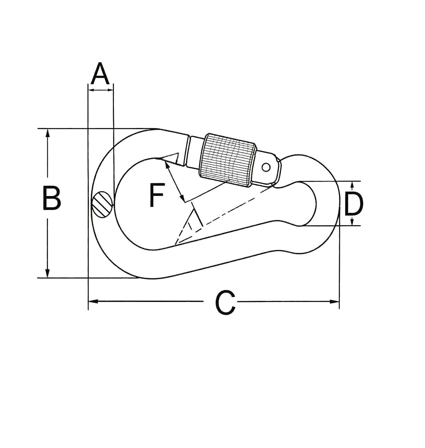 Snap Hook With Screw DIN 5299 D — dimensional drawing