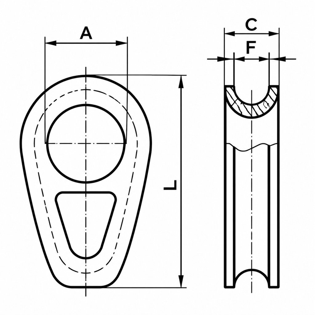 Drilled Thimble DIN 3091 — dimensional drawing