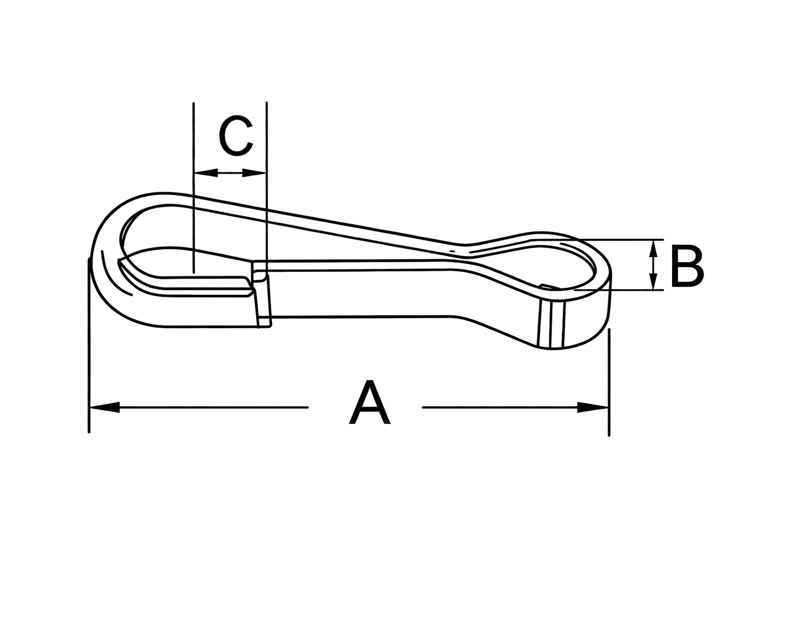 Spring Hook DIN 5287 A — dimensional drawing