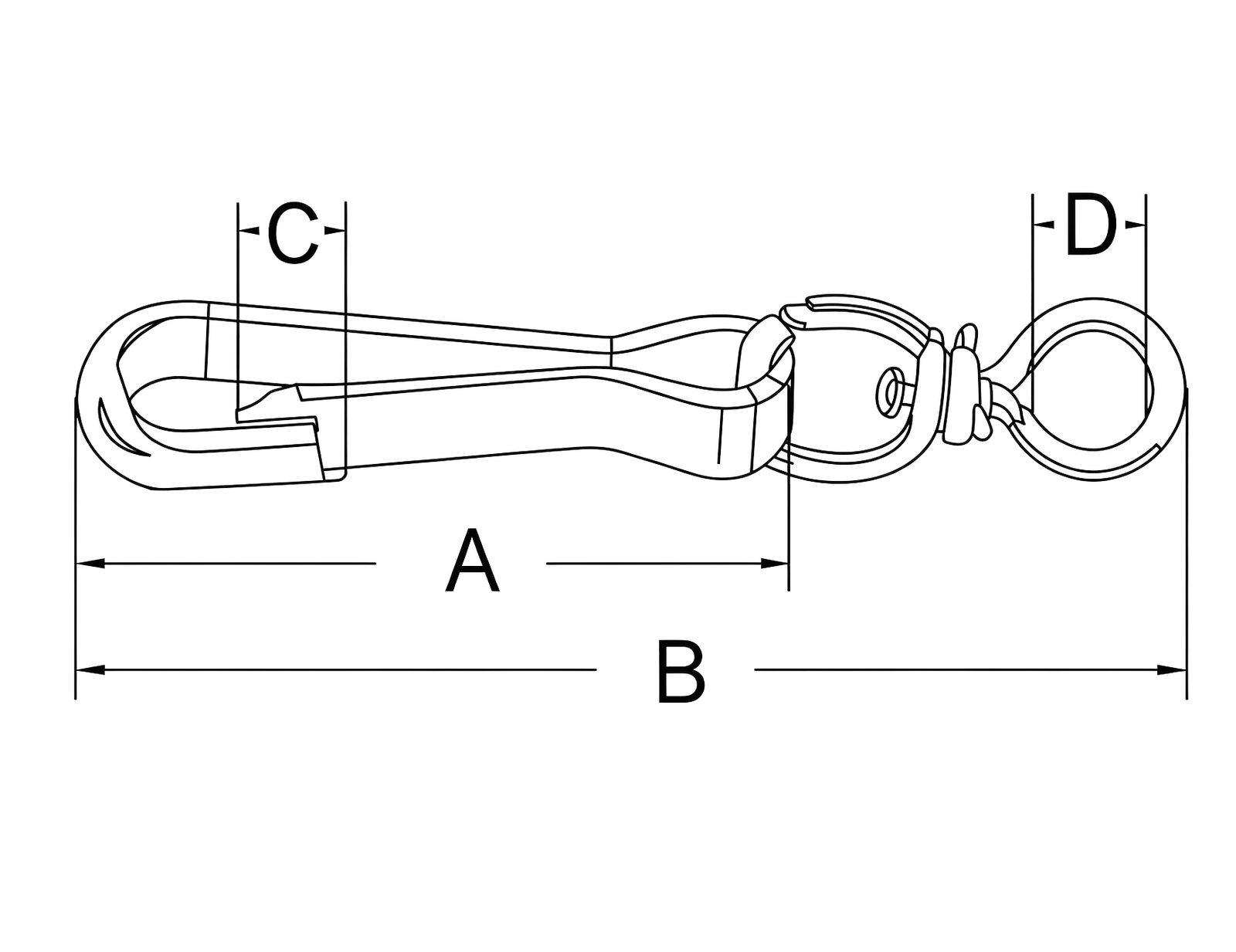 Spring Hook With Ring DIN 5287 — dimensional drawing