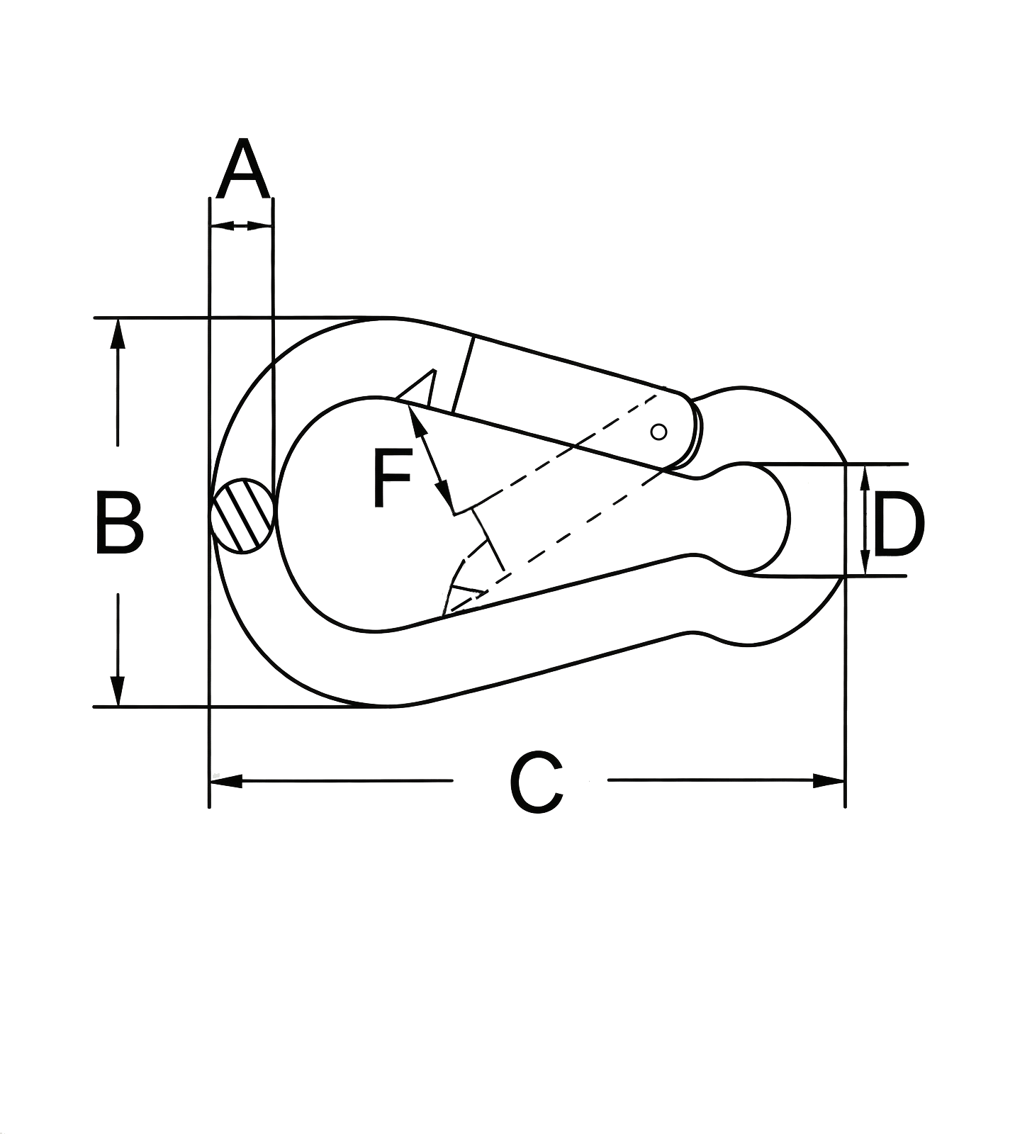 Straight Snap Hook DIN 5299 C — dimensional drawing