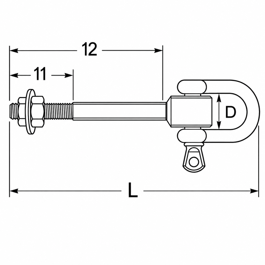 Swing Hanger With Shackle Type D — dimensional drawing