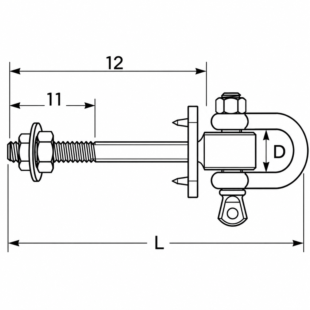 Swing Hanger With Shackle Type D+ — dimensional drawing