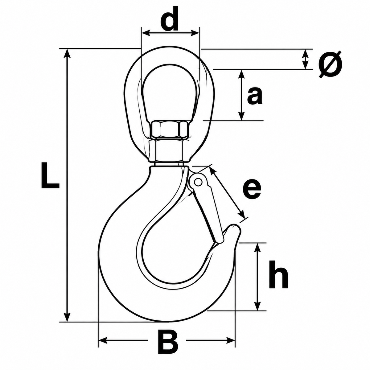 Swivel Hook 322A — dimensional drawing